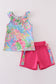 Pink tropical floral girl set