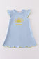 Blue you are my sunshine applique girl dress