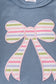 Blue bow applique girl bloomer set