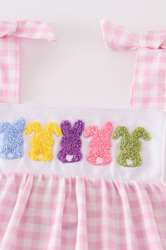 Pink bunny french knot girl set