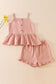 Pink linen ruffle 2pc girl set