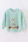 Blue hand-embroidery bunny pullover sweater