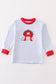 Premium red stripe farm applique boy top