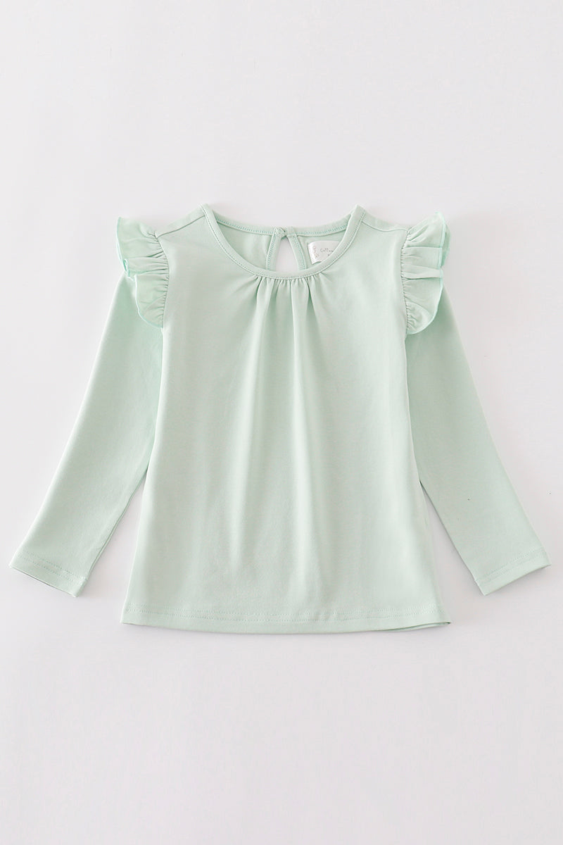 Platinum Green ruffle girl top