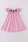 Pink character embroidery girl gingham dress