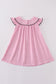 Pink character embroidery girl gingham dress