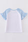 Blue snow white print girl top