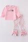 Pink farm animals embroidery girl set