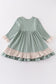 Sage valentine puppy heart embroidery girl dress