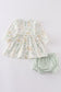 Green botanical girl bloomer set