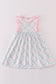 Pink bow print girl dress