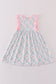 Pink bow print girl dress