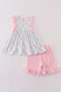 Pink bow print girl set