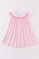 Pink barbie embroidery gingham girl dress