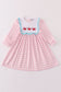 Valentine's day heart envelope embroidery plaid girl dress