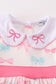 Pink bow embroidery girl bubble