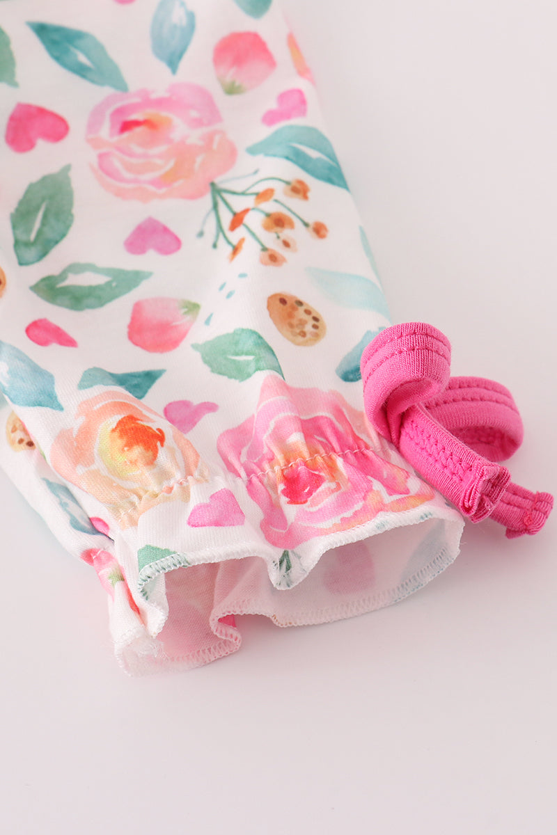 Pink floral girl bloomer set