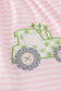 Pink tractor lucky clover applique girl dress