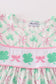 Pink green bow clover embroidery girl dress