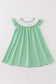 Green stripe lucky charm french knot girl dress