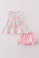 Pink Pastel Meadow print girl bloomer set