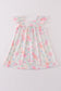 Pink Pastel Meadow print smocked girl dress