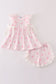 Pink stripe whale print girl set