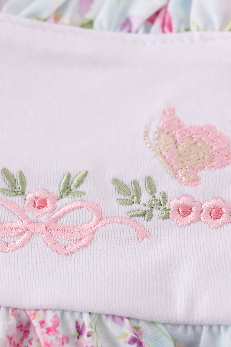 Butterfly floral embroidery girl bubble