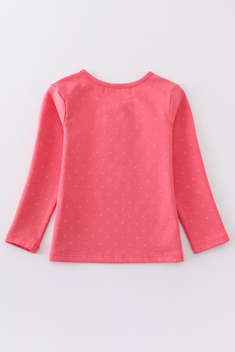 Platinum pink dot ruffle girl top